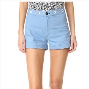 Rag & Bone Hi Rise Powder Blue Grommet Fur Shorts